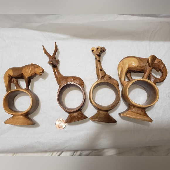 Hand Carved Wooden African Safari Animal Napkin Decor - Picture 3 of 4